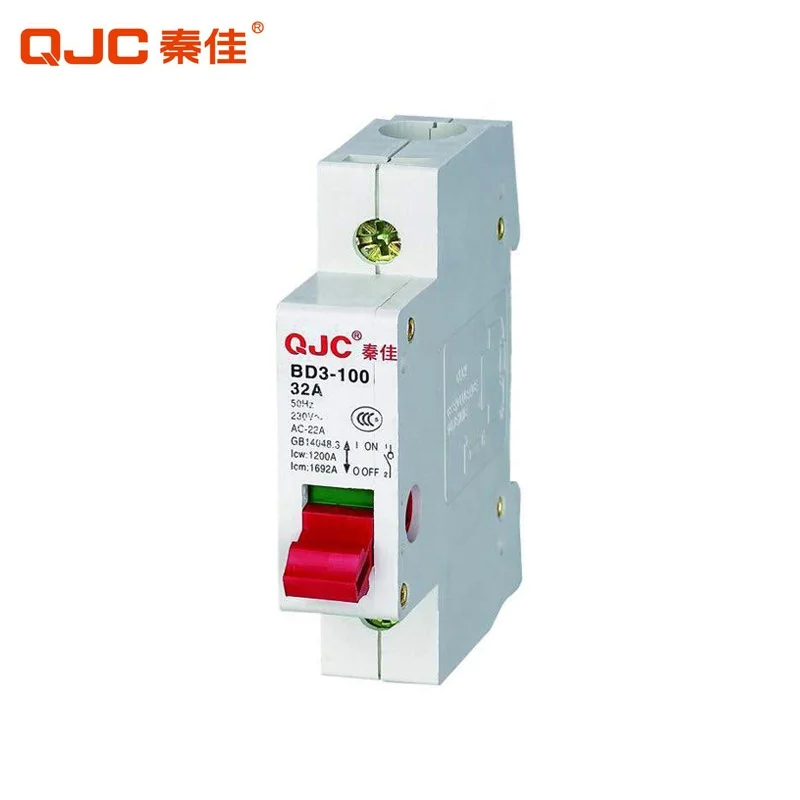  QJC Оптовая OEM и ODM BD3-100 Т-образным ремешком 32A Однофазный AC DC Миниатюрный автоматический