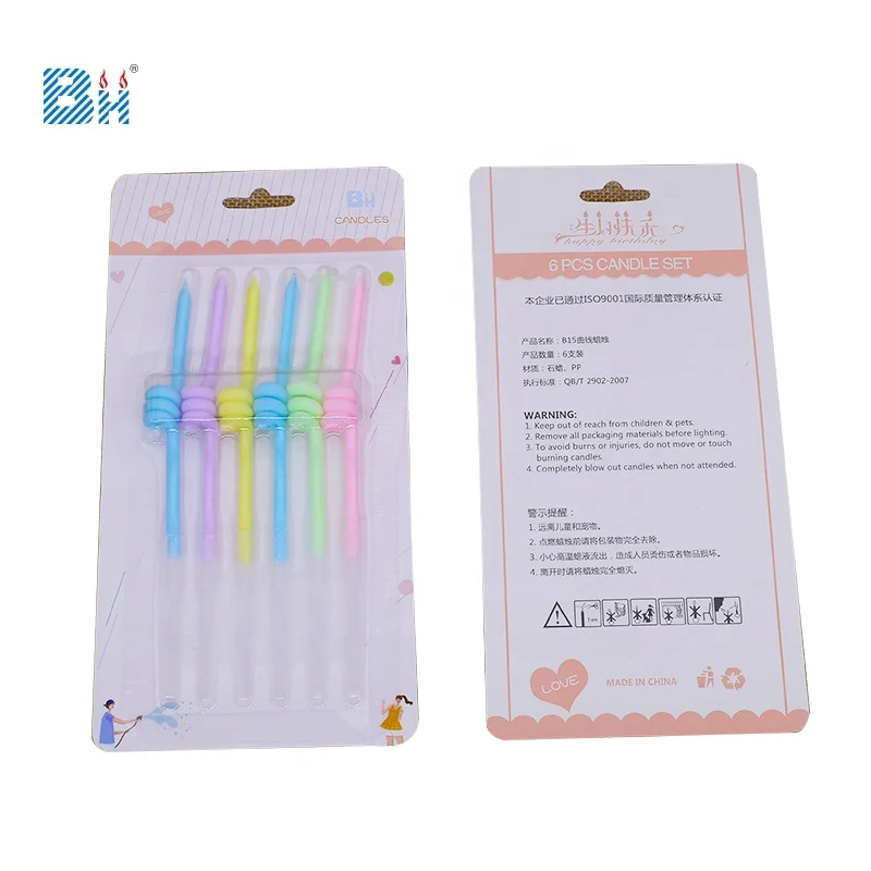 Birthday candles Cake Mate Crazy Curl Neon Birthday Candles 6ct