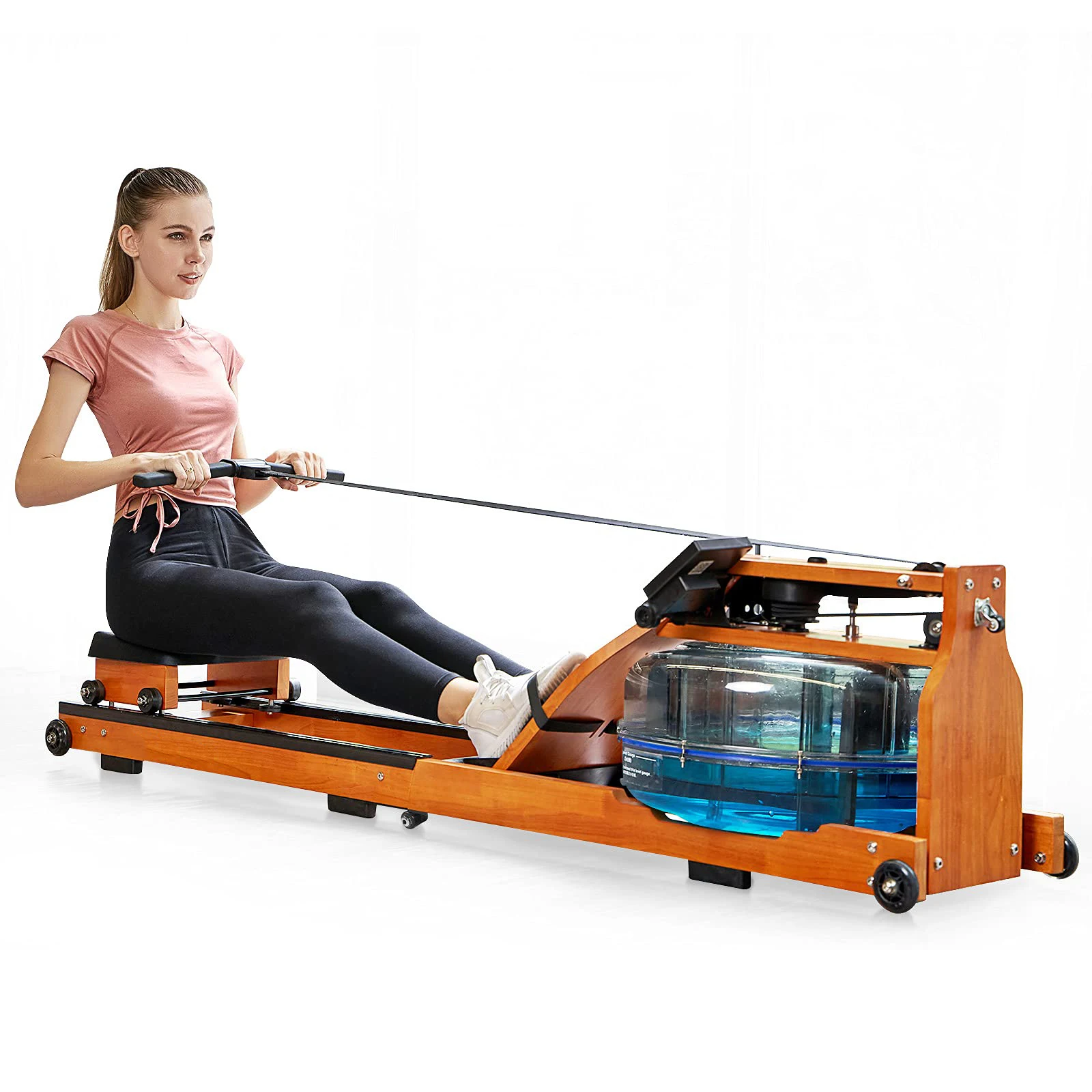 Wholesale commercial Folding Smart Double Track Wood Water Tank Resistance Power Rowing Machine