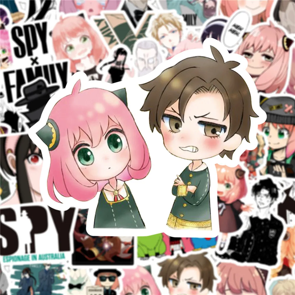 50pcs Japanese Anime SPY X FAMILY Stickers For Laptop Cup Suitcase Cartoon Sticker Waterproof