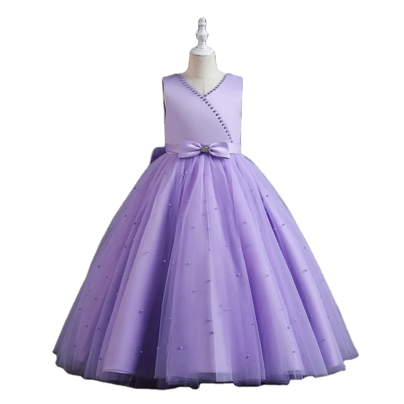 New  Collection Purple Sequined 12 year old Flower Girl Princess Dress Evening Gown Girls Wedding  Maxi Dress