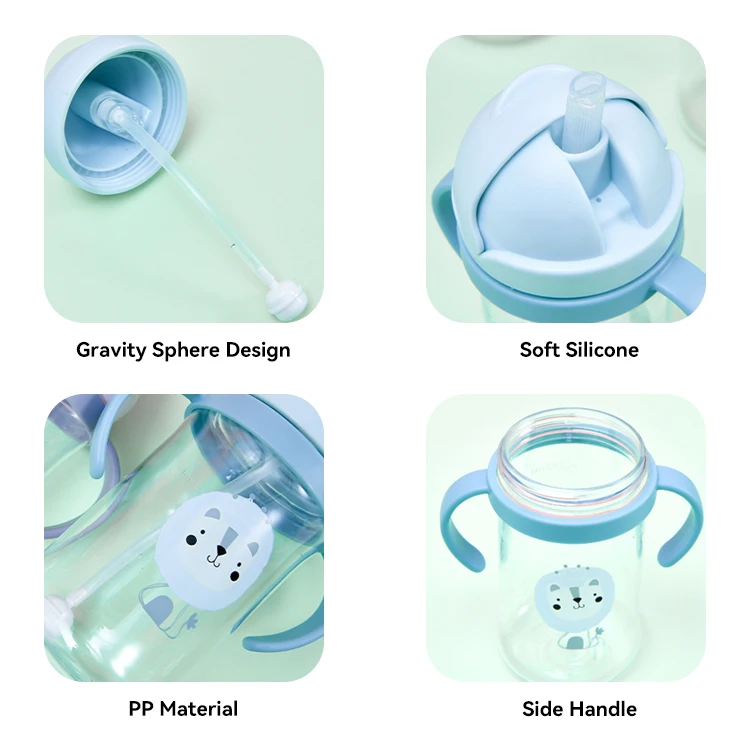 Top Selling Products 2024 Custom  400ML Plastic Bottles Sport Training Cartoon Baby Cups Cute Water Bottle For Kids With Straw