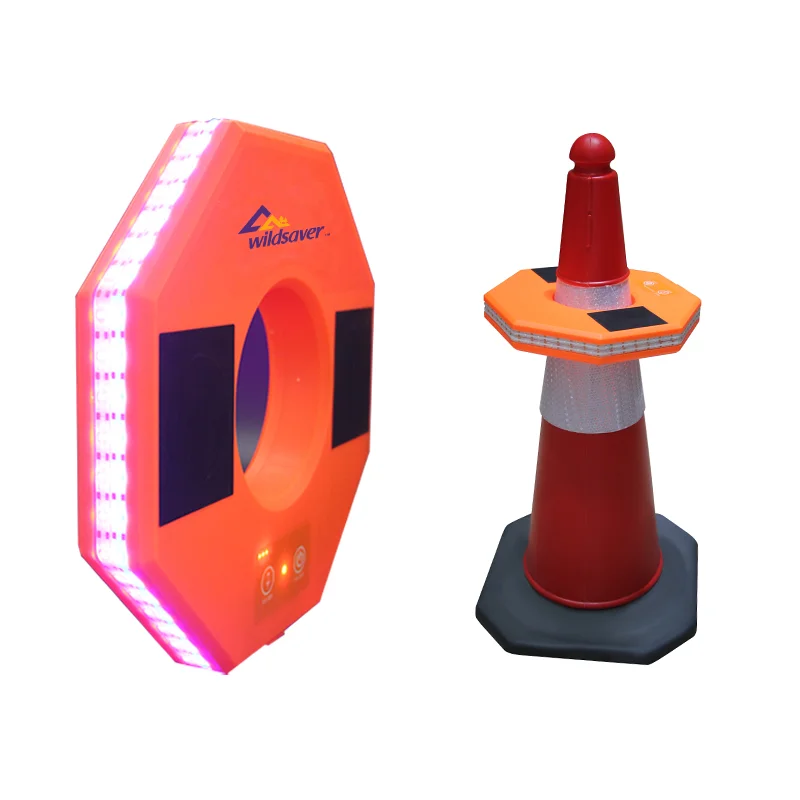 Recordable charged magnetic construction roadblock topper commander light led flashing warning ring for traffic cone