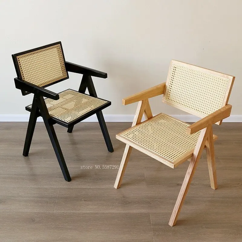 Best selling modern scandinavian dinning chairs Nordic Modern Rattan Back Office Dining Chair