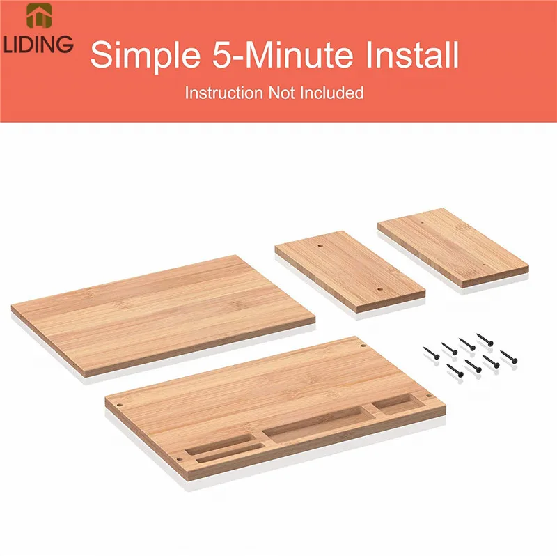 Bamboo Office Laptop Computer Monitor Bamboo Laptops Stand Desk Monitor Riser Stand with Storage Organizer for Computer