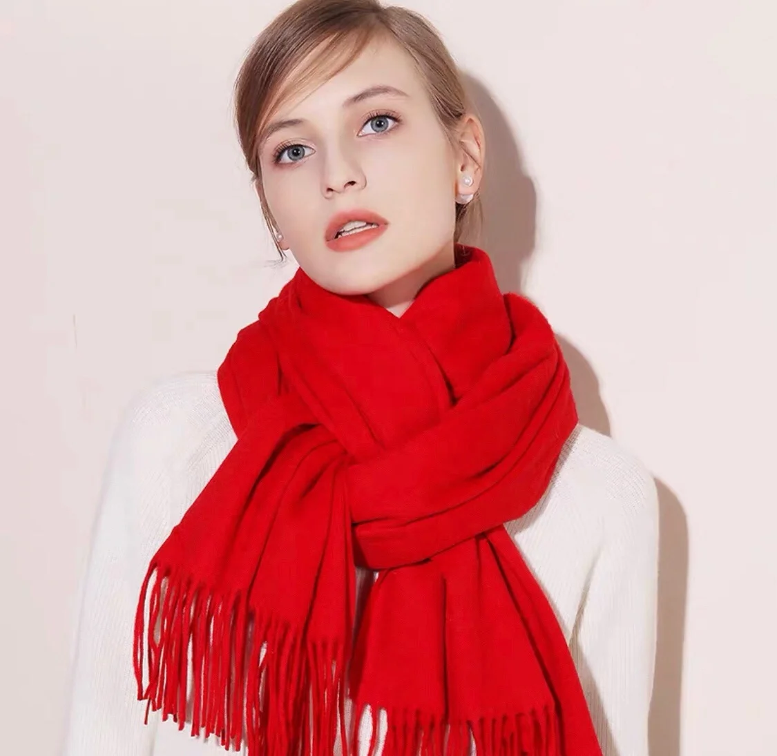 Wholesale winter design stylish logo polyester fiber custom scarf shawls for women