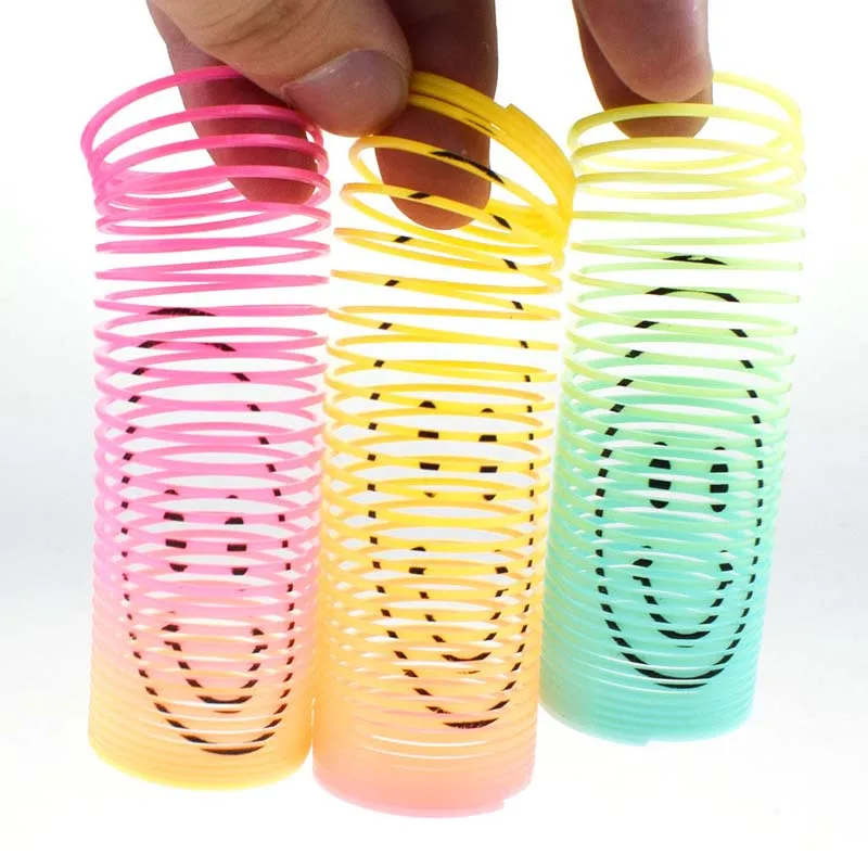 Kids Creative Magical Toys Folding Plastic Rainbow Circle Spring Coil Toy