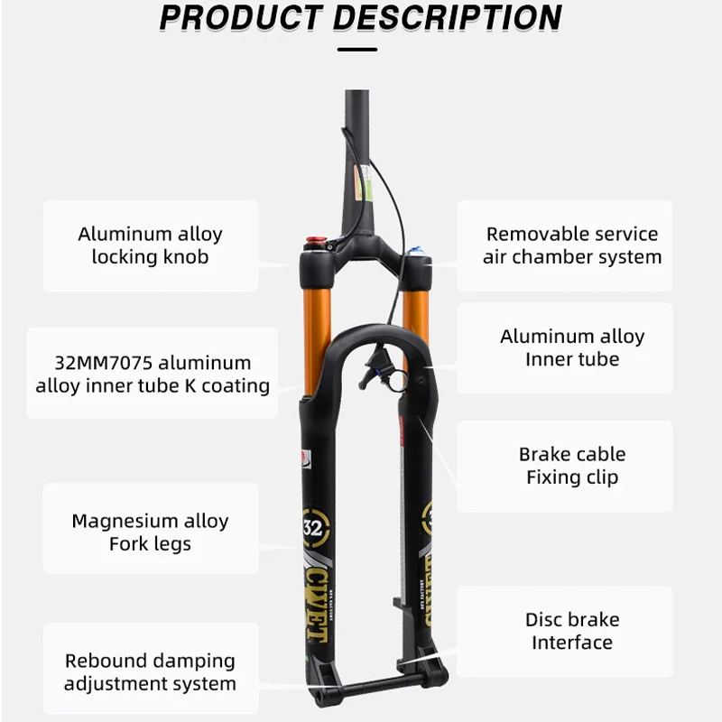 Ultralight 1.6KG Mtb Fork Mountain Bike Fork Cycle Air Suspension Fork