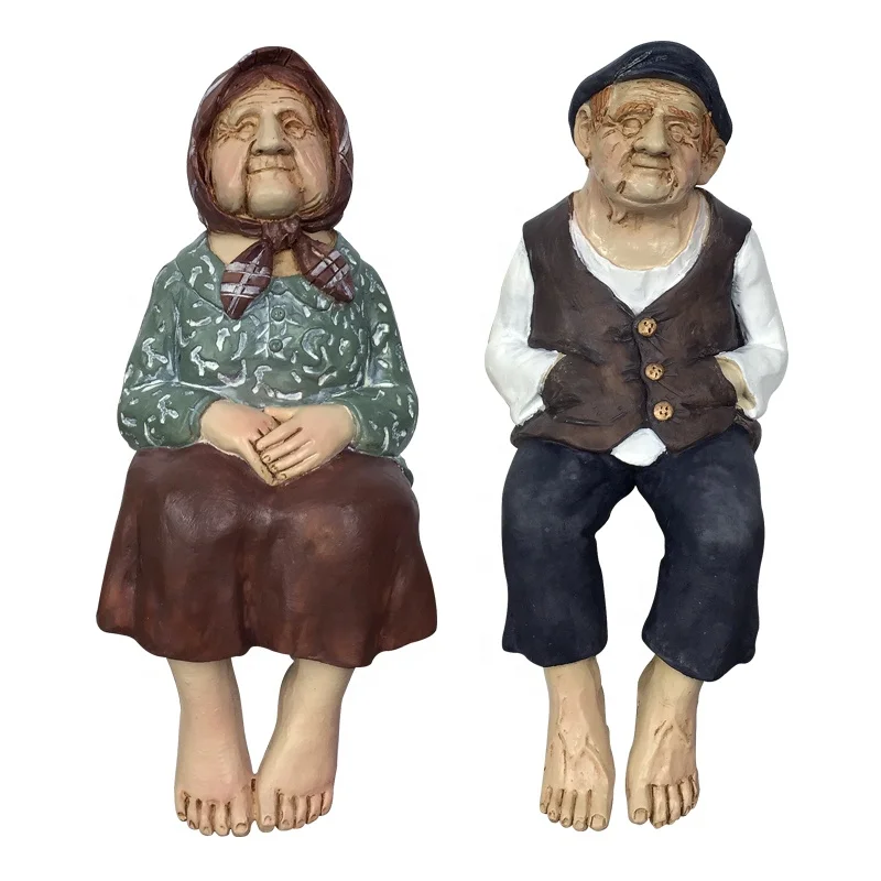 Resin Figure Crafts Sitting old couple pastoral desk decoration folk crafts