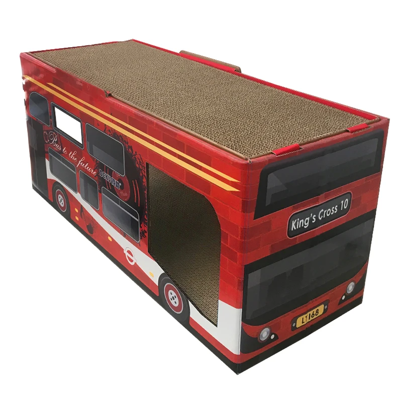 Deku Scratching Pads Cardboard Scratch Lounge Bus Shape Cat House  with Catnip Free