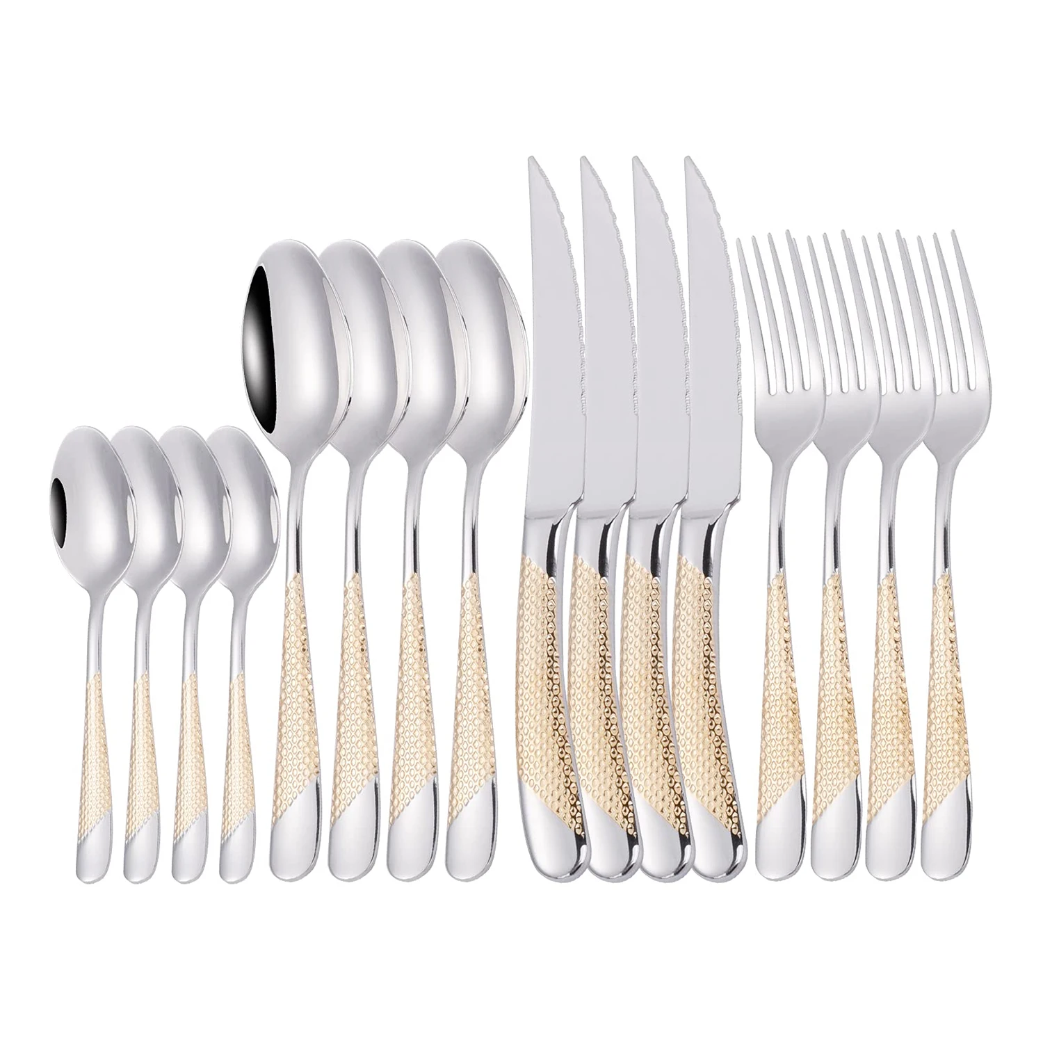 Best Selling Long And Silver Luxury Gold Cutlery Flatware Set Spoons