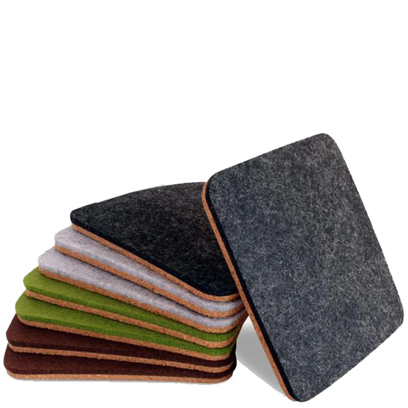 High Quality Square Cork Absorbent Coasters Felt Coffee Tablemat for Tabletop Protection Square Pad Drink Coaster Set