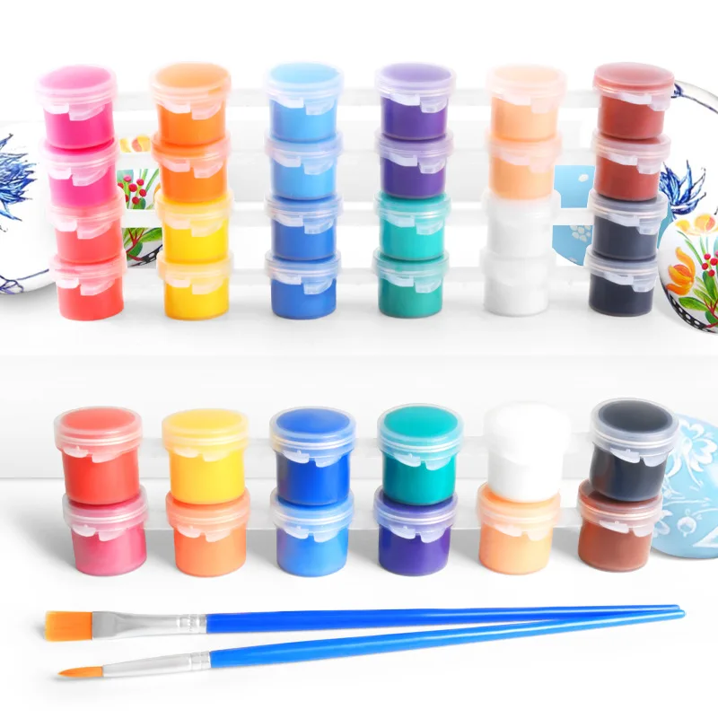 High quality paints acrylic,12colors paints strips with brush for kids.12 strip pot 2 3 5 ml acrylic paint set with brush