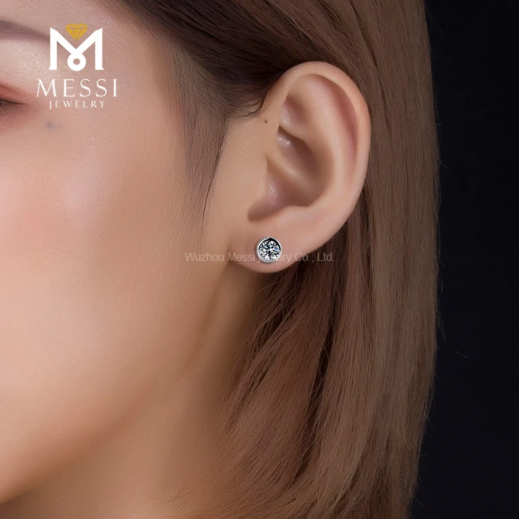 Fashion customized 18k gold jewelry 2 ct diamond moissanite earrings