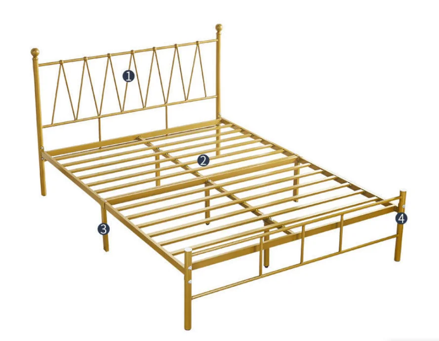 Nordic Modern Minimalist High quality steel hotel bedroom furniture set king size adult double bed