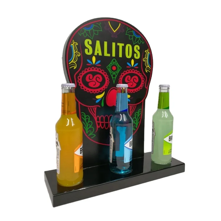 SALITOS Acrylic 3 Bottles Glorifier Light Bar Countertop Display Mancave Stand