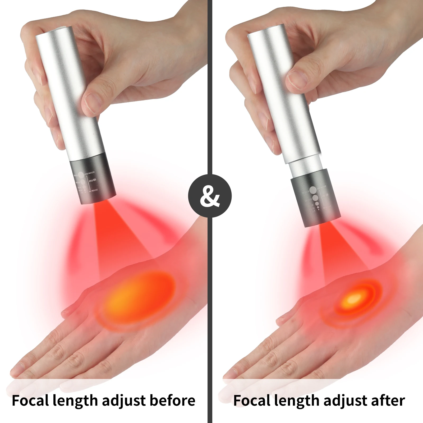 670 nm Battery Rechargeable dimmer and pulse function  Led Red Light  Torch