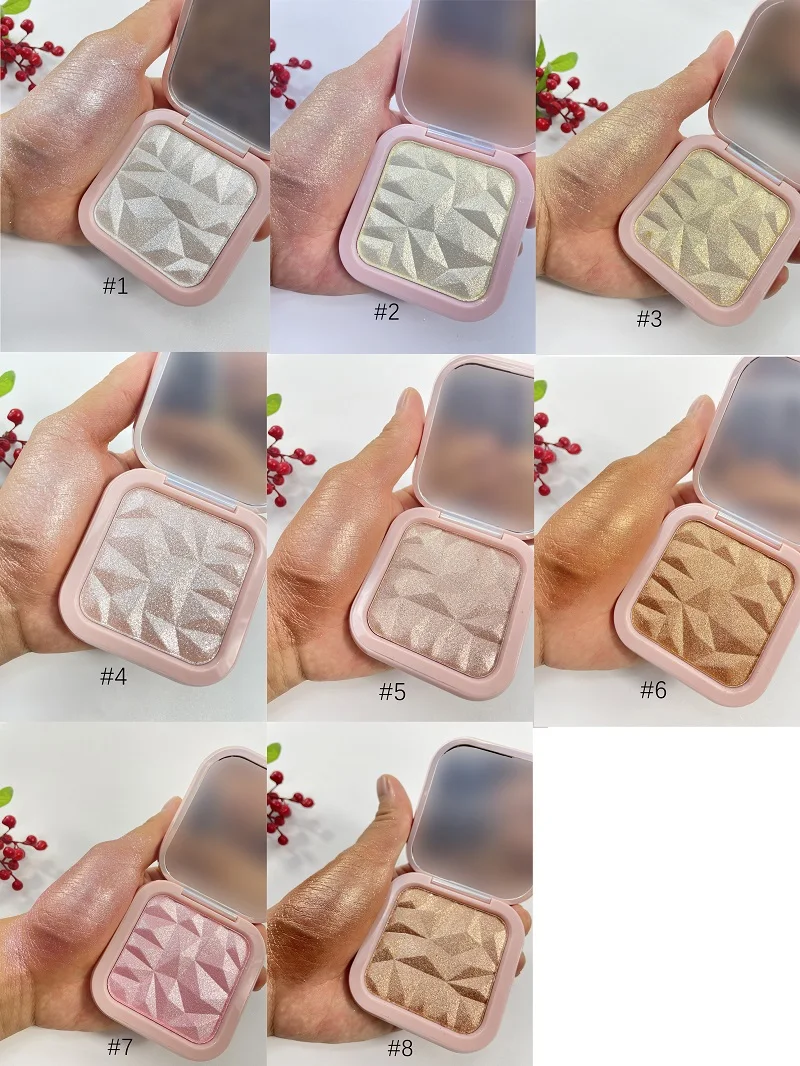 Custom logo 8 colors vegan high pigmented highlighter face pressed contour powder private label highlighter makeup palette