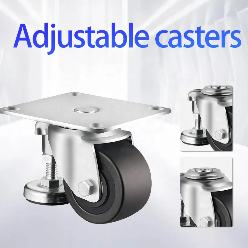 3 inch adjustable leveling wheel PA Foot Cup Adjustable of lockable swivel nylon Casters for Freezer and washing machine