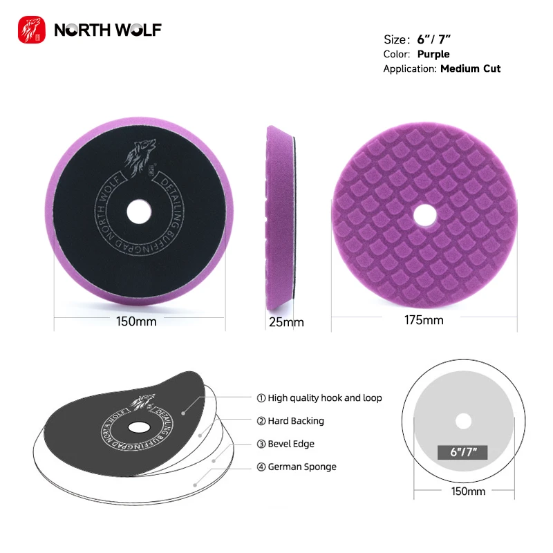 North Wolf Customize Foam Polishing Pad Wholesale Polish Pad Car Detailing Buffing Pad