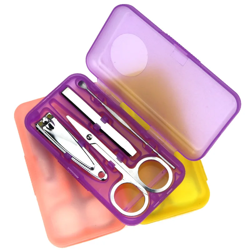
wholesales 4pcs stainless steel Nail Clippers Cutter Kit Nail Care mini manicure pedicure set PP case 