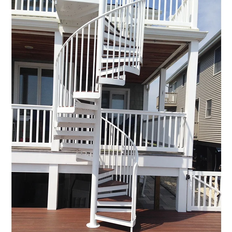 Factory Price Newest Outdoor Second Floor Narrow Spiral Staircase Wrought Iron Railing Design Steel Building Exterior Stair