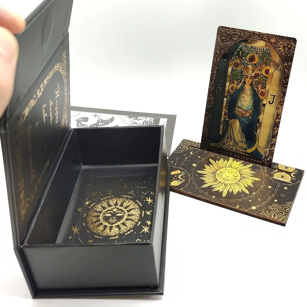 Custom Printing Oracle Gold Foil Deck High Quality Golden Edge Side Tarot Cards With Magnetic Box