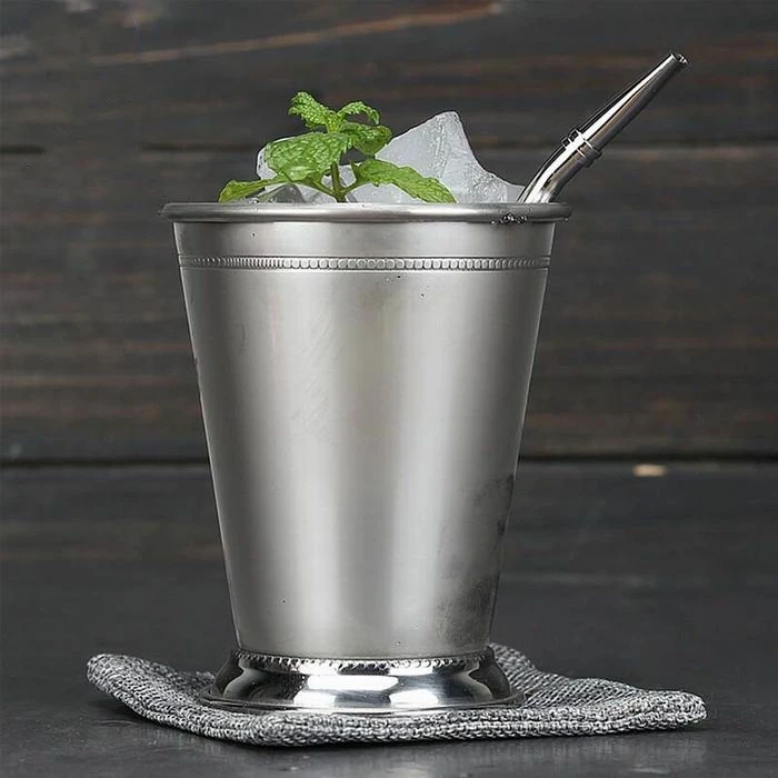 Wholesale 350ml/11oz  304 Stainless Steel Mint Julep Cup Stainless Steel Mojito Cocktail Glass Rolled-edge Stainless Steel Mug