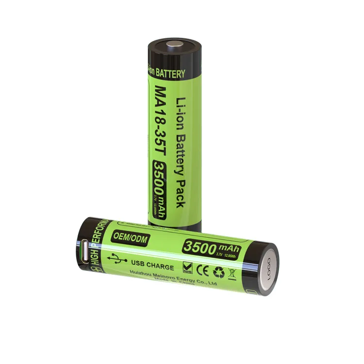 Rechargeable Battery lithium ion  with USB port 3.6v 3500mah TYPE-C USB-C Li Ion 18650 led torch flashlight