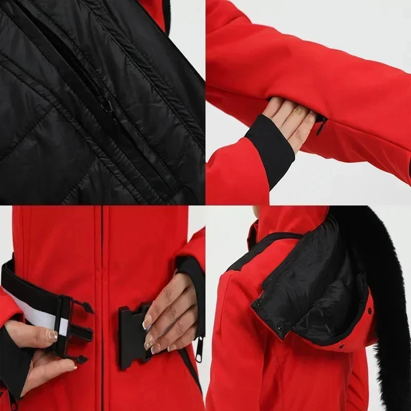 Ski Jackets Mountain Winter Hooded Woman Snowboard Clothes Outdoor Sports Skiing Overcoats Windproof Thermal Snow Tracksuit