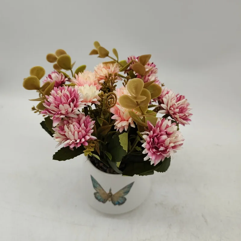 Green Artificial Plastic Bucket with Watermelon Sweet Potato Leaves Wholesale  Flowers potted plant for Balcony Decoration