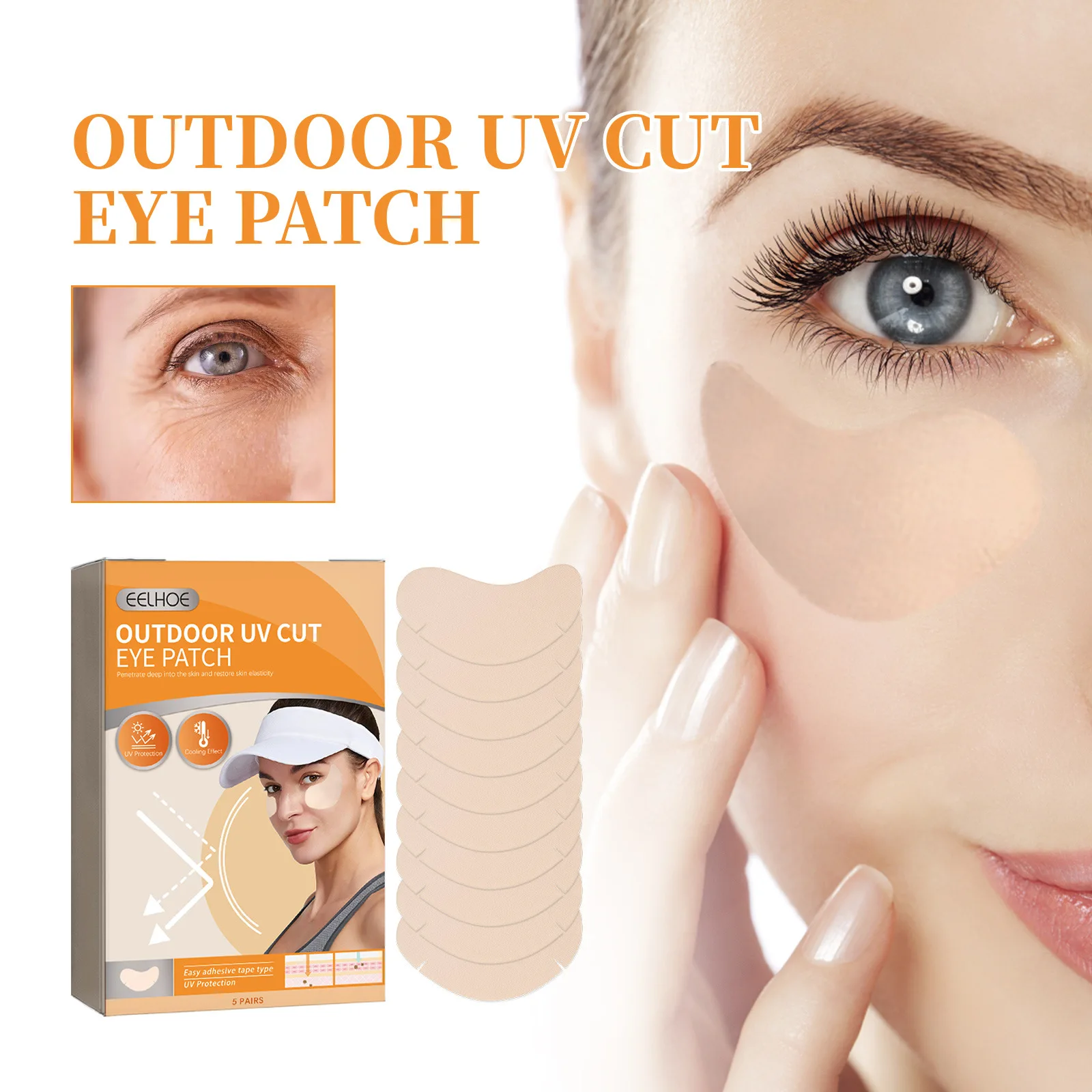 OEM 10PCS Outdoor UV Cut Eye Patch UV Stickers For Sunscreen Outdoor Facial Golf Patch Reduce Freckles Skin Care