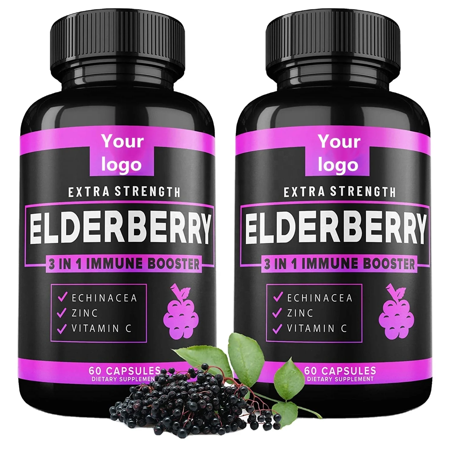 Vegan Capsules Sambucus Elderberry Capsules With Zinc Turmeric Vitamins For Immune System Booster capsules