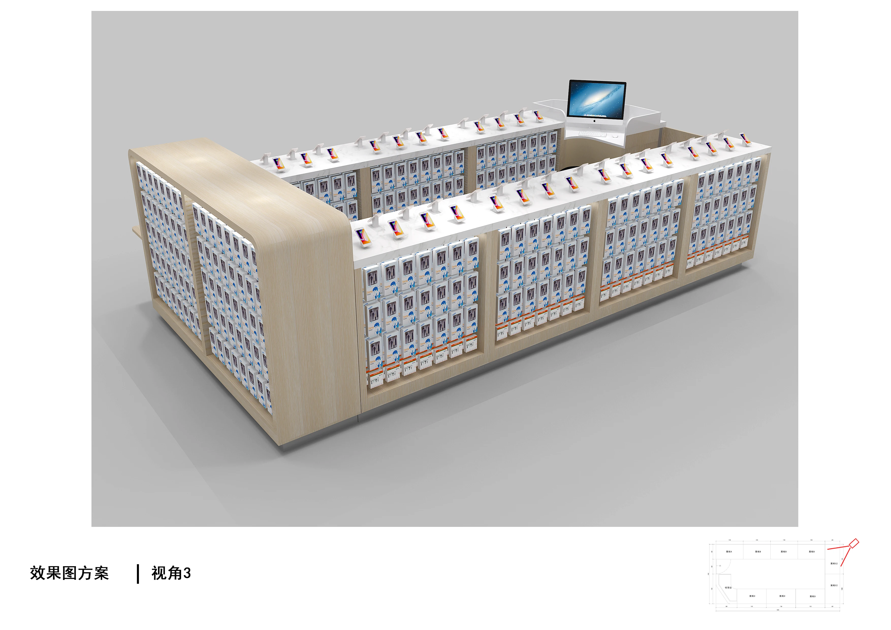 Factory Custom Mobile Phone Display Counter Mobile Phone Accessories kiosk with led light