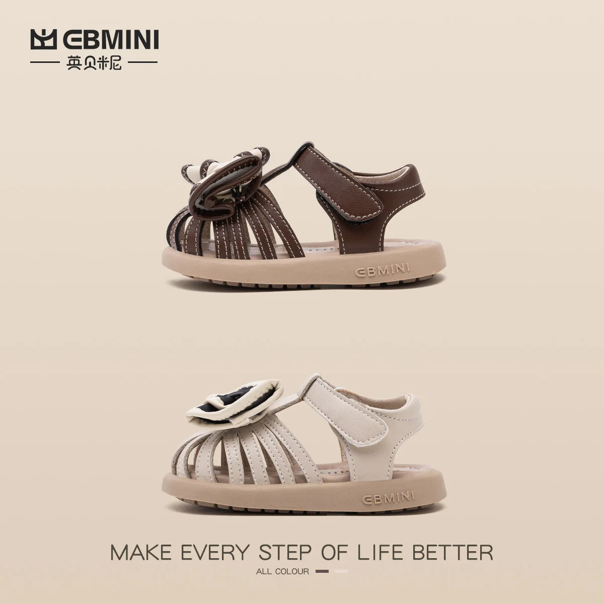 Ebmini summer  fashion all-match tip-binding  breathable comfortable soft sole casual princess toddler sandals