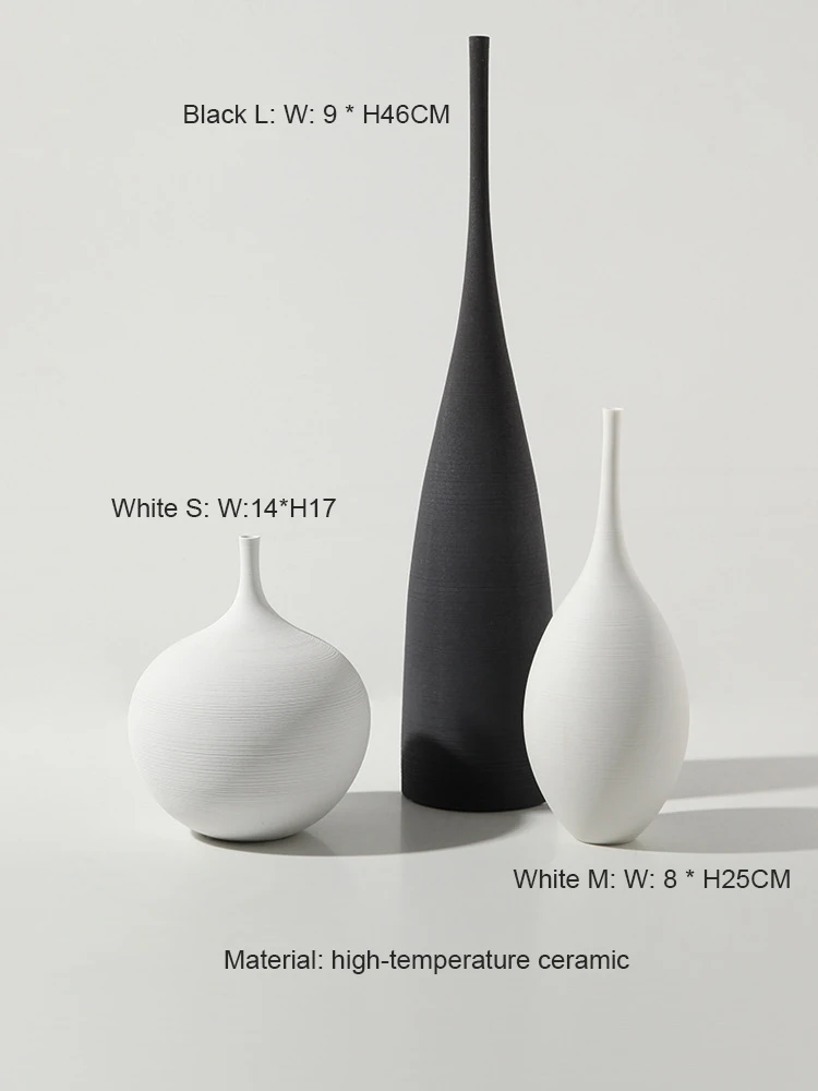 Tall Flower Vases for Living Room Decorations,Modern White Ceramic Vases for Home Decor Shelf