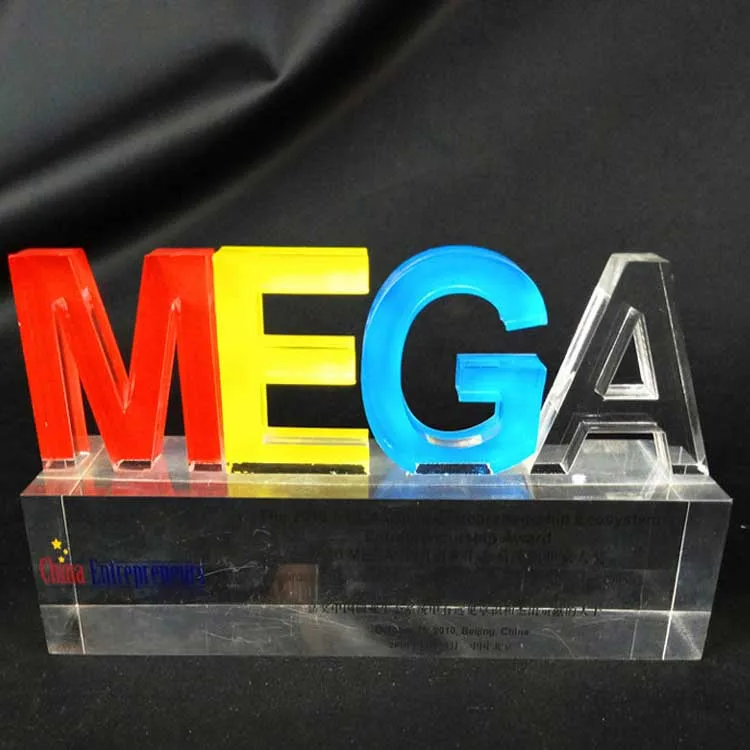 
Shenzhen Factory Clear Letter Shape Printed Acrylic Resin Trophy 