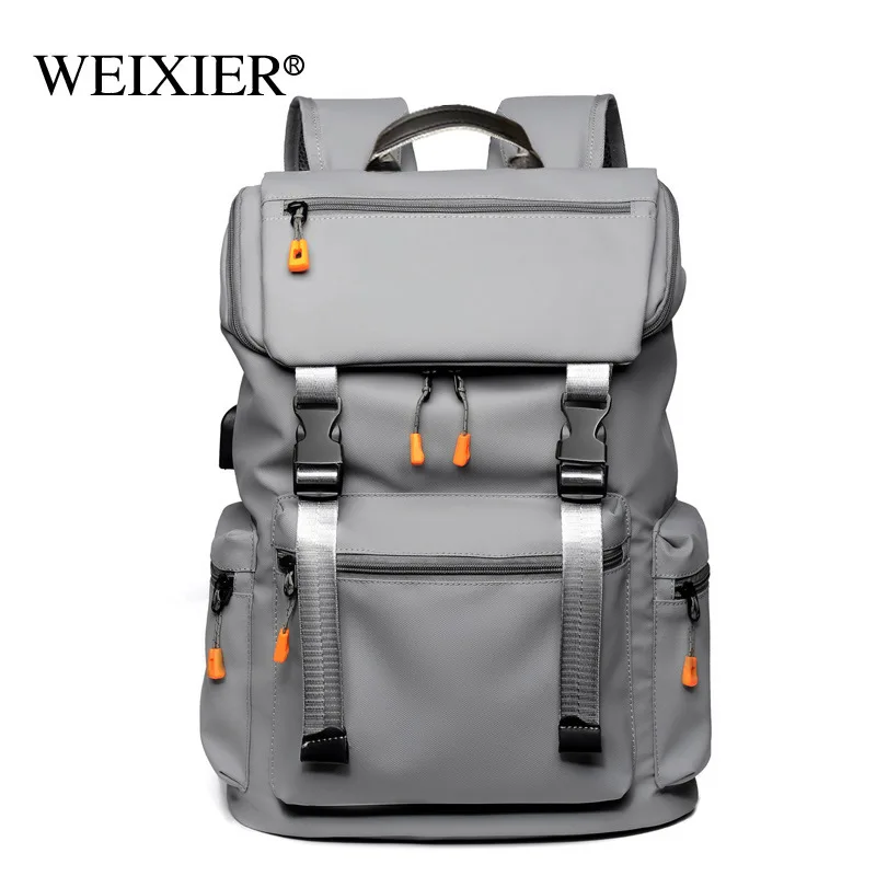 E2841 Oxford Fabric School Daily Bag Laptpp Note Book Backpack Business Travel Bag For Men Waterproof Black Double Pocket Bag
