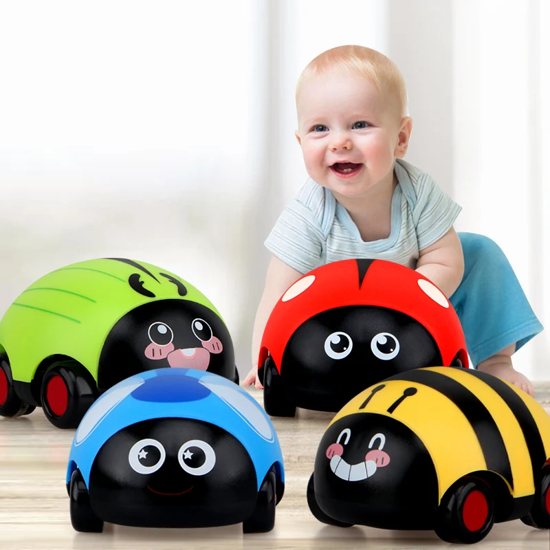 FiveStar Two-way Insect Cartoon Inertia Pull Back Car Cute Beetle Animal Friction Vehicle Children Toys For Baby