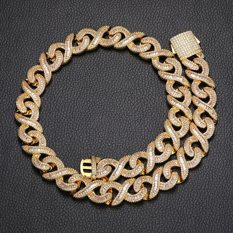 Hip Hop Rapper Star Mens 16mm Wide Infinite Cuban Chain Necklace Iced Out Fully 5A CZ Cuban Diamond Link Chain