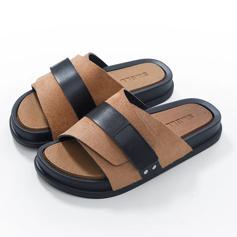 Mens Slippers Plus Personalized and Trendy Suitable for Outdoor Wear at Home Bathroom Non Slip Thick Soled One-piece Slippers