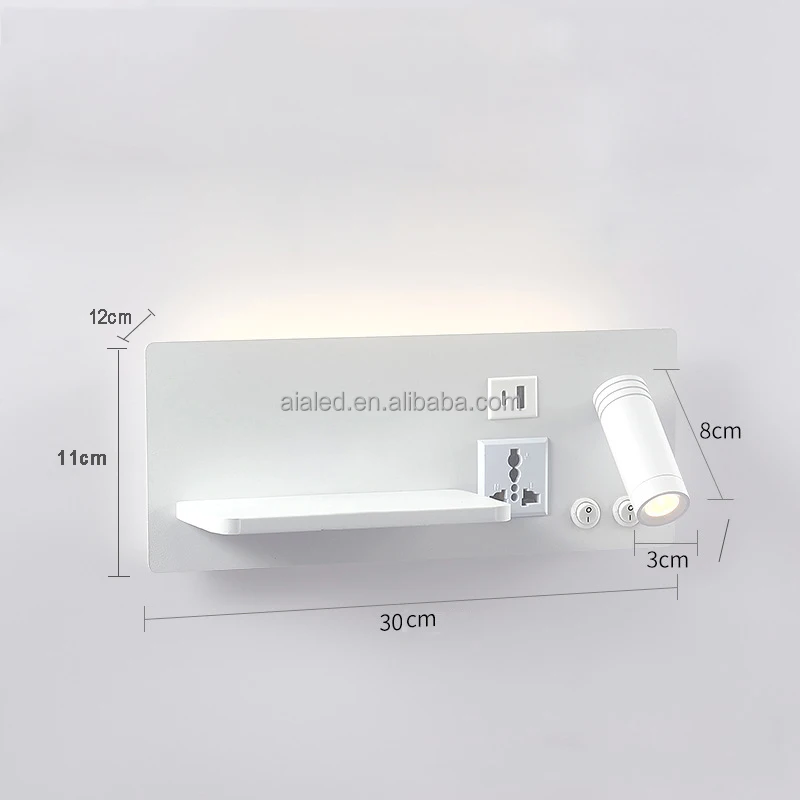 Multifunctional hotel home villa apartment reading wall lamp USB Type-C wireless charger socket bedside light bedroom lamp