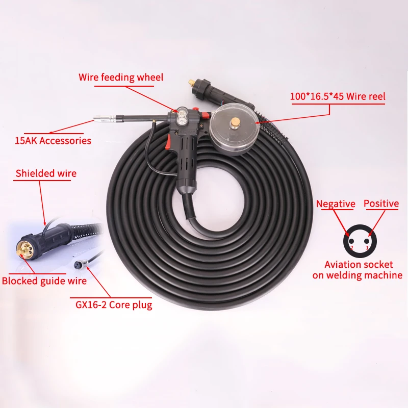 5meter Euro type wire-drawing gun push pull spool guns mig torch 200A mig spool gun for welding aluminum