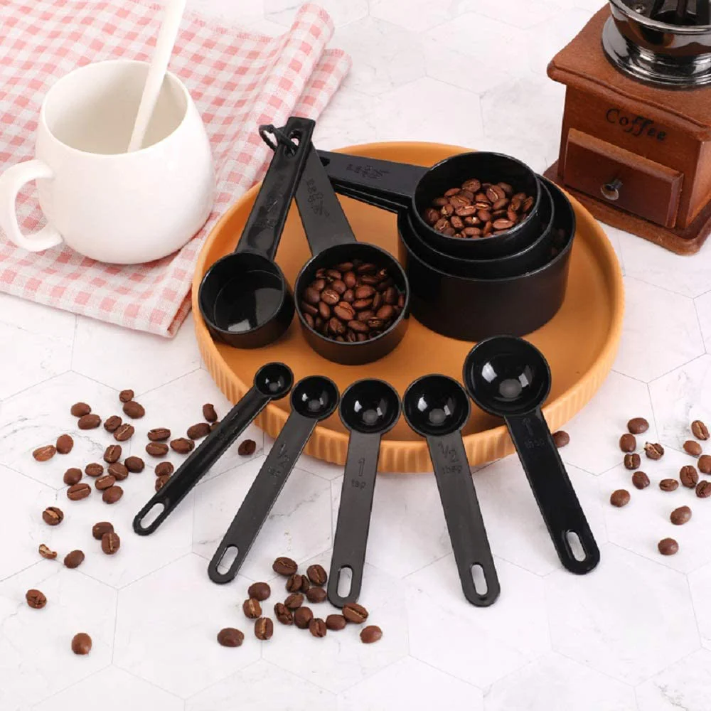 10 Piece Stackable kitchen cooking pp plastic Measuring cup and scoop Set for powder syrup coffee Cups spoons 250ml 30ml