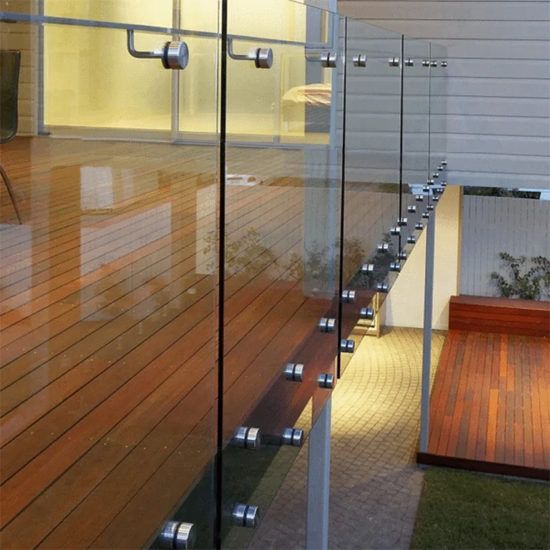 VIKO Side Mount Stainless Steel Standoff Glass Railing For Terrace