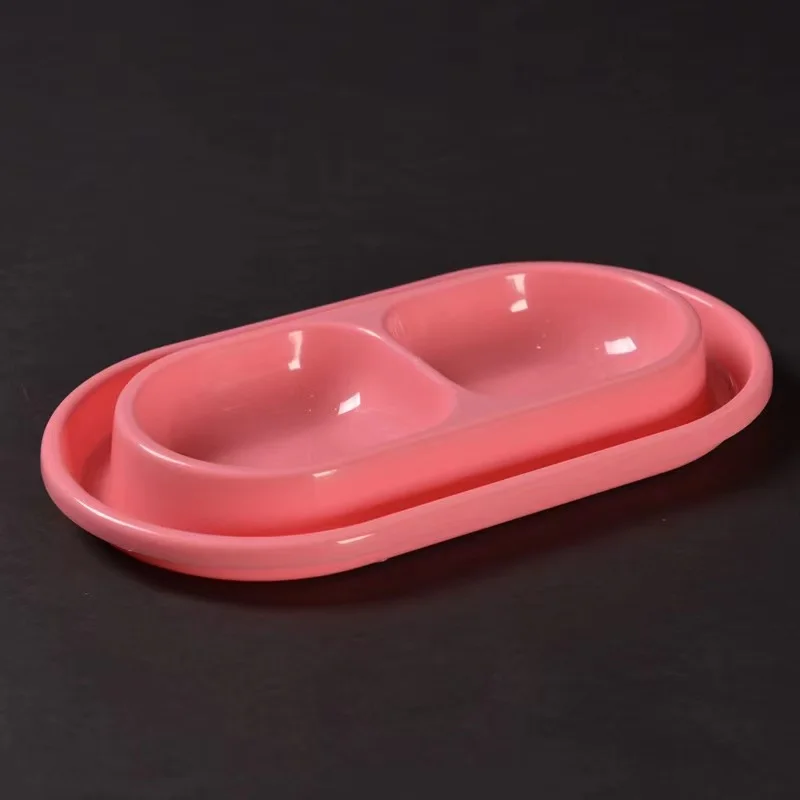 Factory Hot Sale Anti- Ant Plastic Blue Pink Double Pet  Bowl Cat Bowls