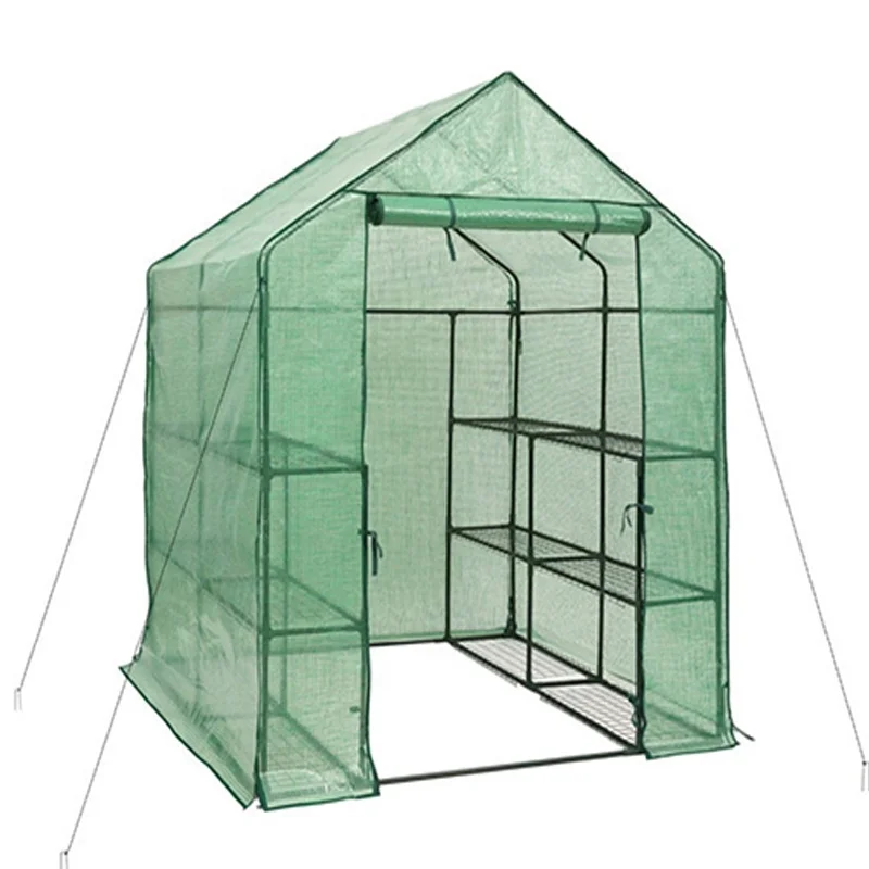 Mini Walk in Greenhouse Indoor Out door 2 tier 8 shelves protable plant Gardening greenhouse Grow plant herbs flower hot house