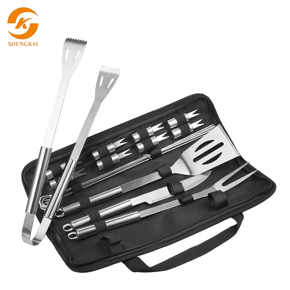 Outdoor Cooking 19PCS Stainless Steel Grilling Kit Long Handle BBQ Tools  BBQ Grill Set Barbecue Accessory for barbeque grill
