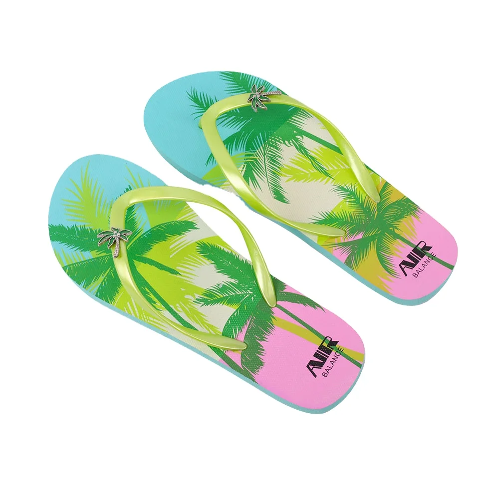 2024 Women Summer Coconut Palm Print Beach Slides For Ladies Custom Casual Slippers EVA Sandals Women Flip Flops Hot Sale