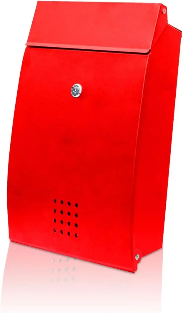 Custom Red Outdoor Metal Wall-Mounted Mailbox with Combination Lock Custom Steel Mailbox for Residential Use
